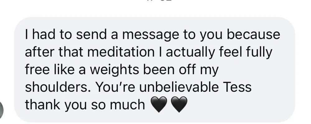 Client message after the meditation